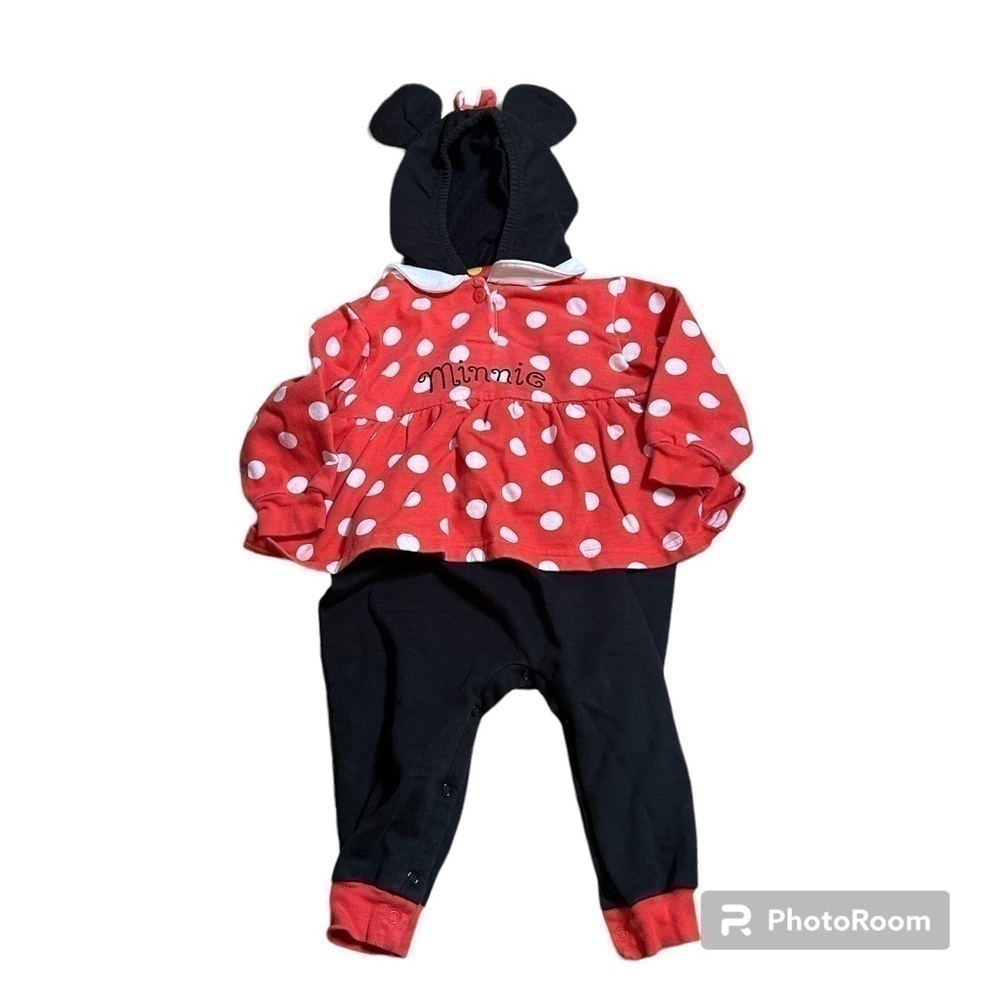 Disney Minnie Mouse One Piece Suit Sweatshirt Medium 2T Black Red Costume
